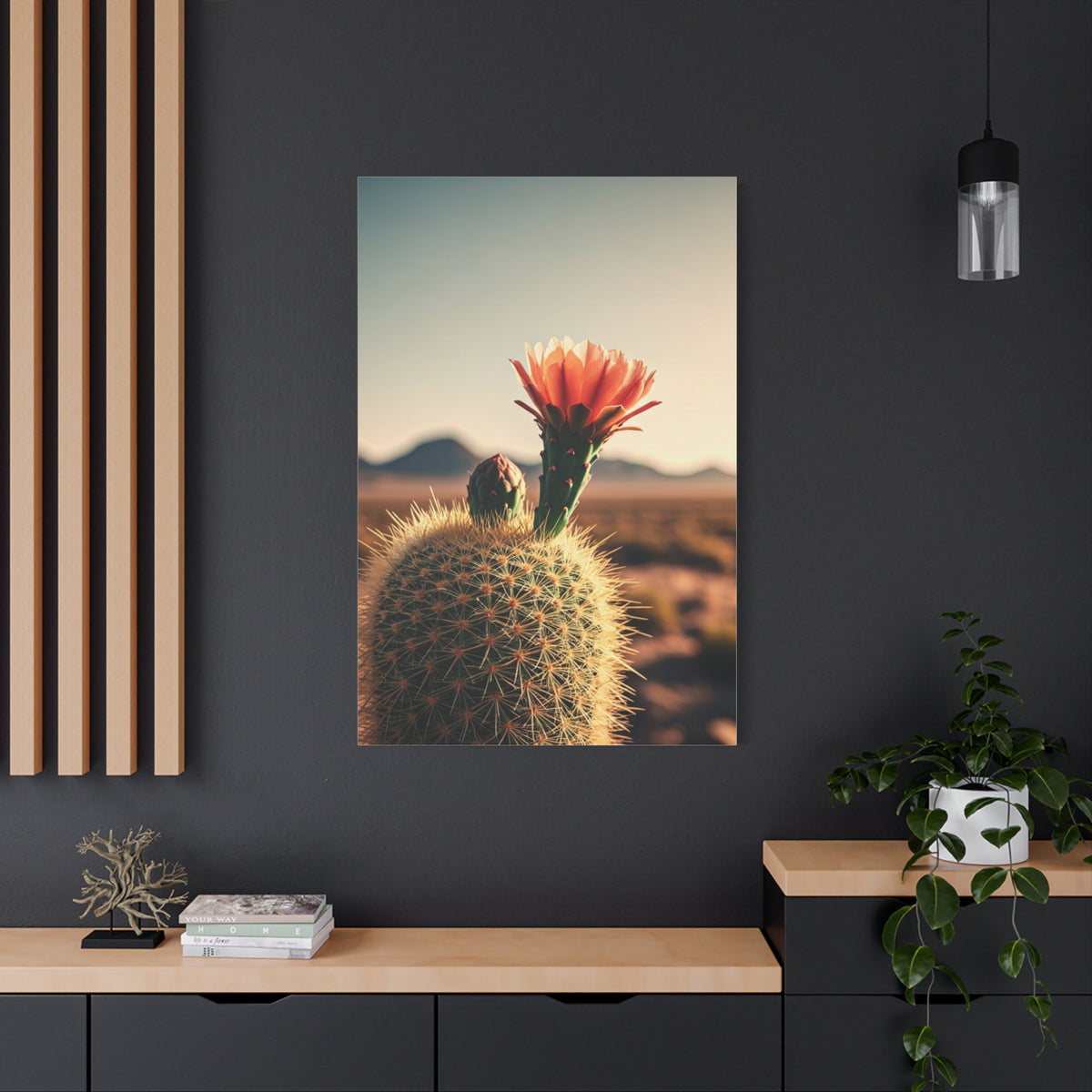 Golden Hour Desert Cactus Blossom Wall Art & Canvas Prints