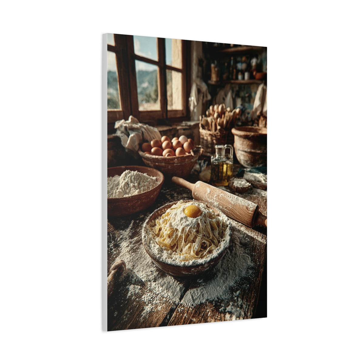 Homemade Pasta Rustic Kitchen Prep Wall Art & Canvas Print