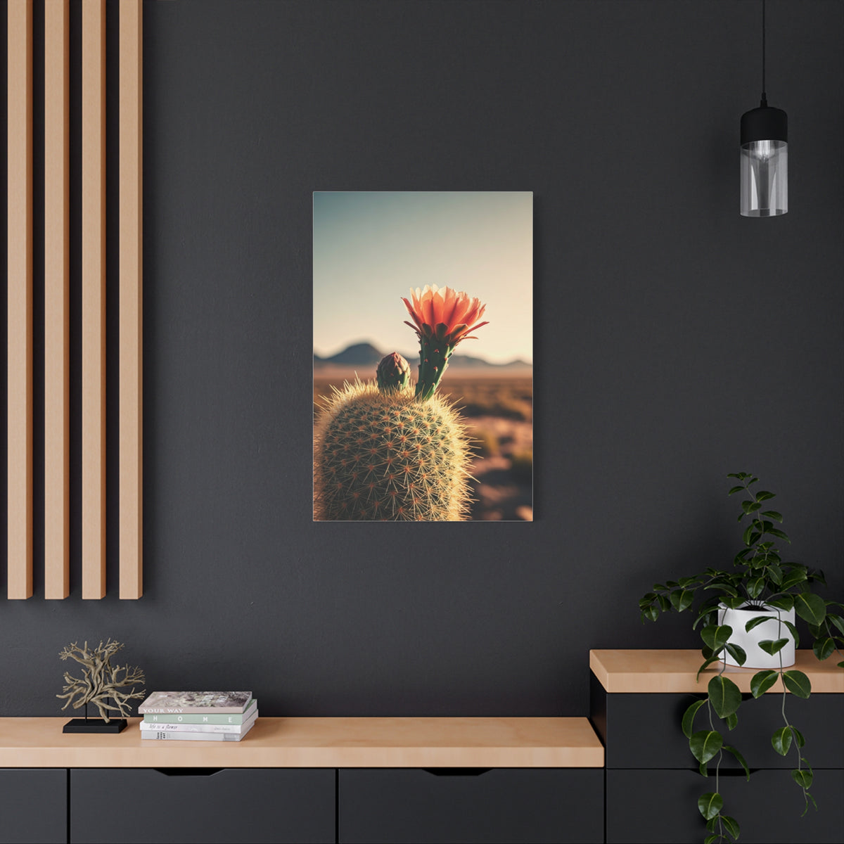 Golden Hour Desert Cactus Blossom Wall Art & Canvas Prints