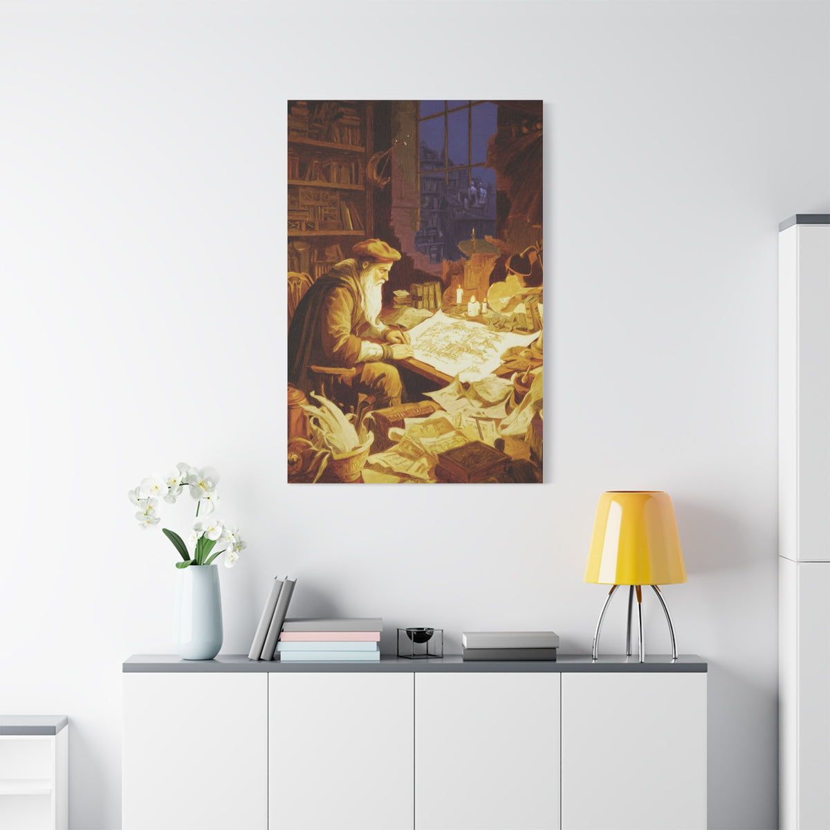 Leonardo da Vinci Working in His Workshop Wall Art & Canvas Print