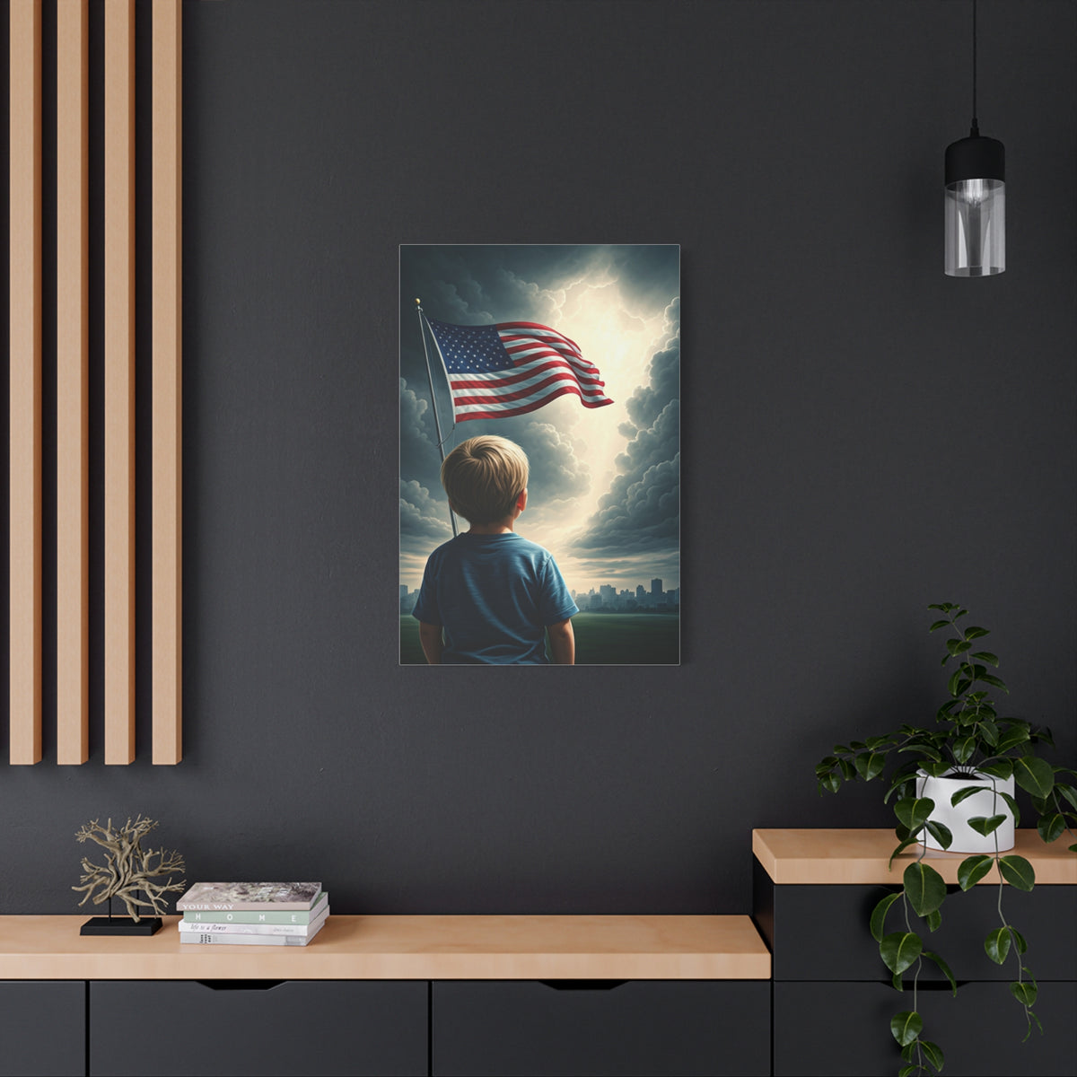 Child Watching the Flag of Tomorrow Wall Art & Canvas Prints