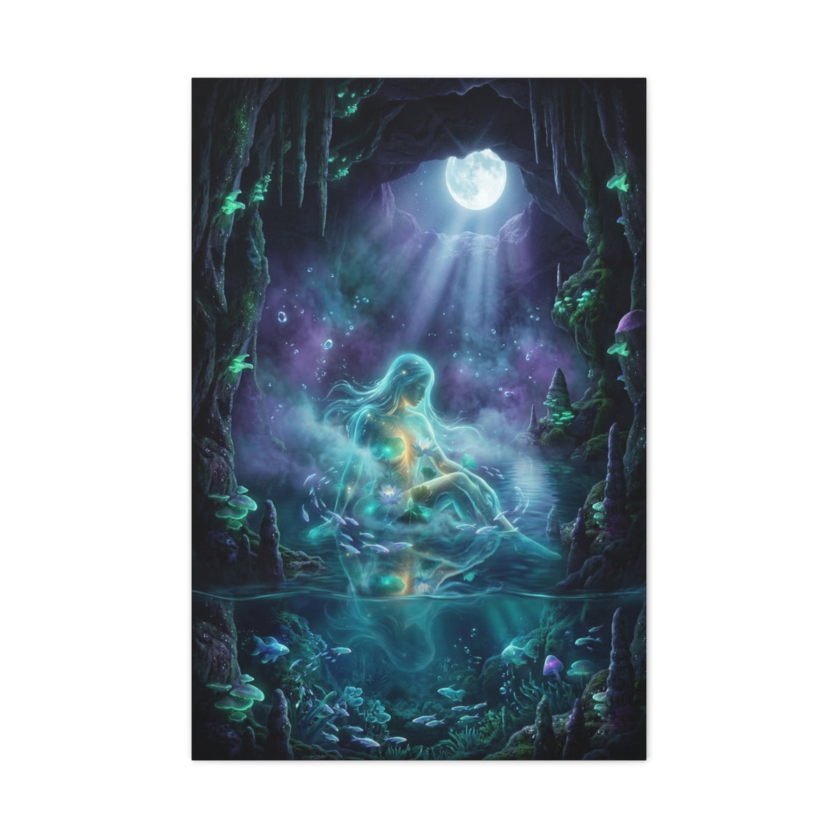 Moonlit Cave Surreal Figure Wall Art & Canvas Print