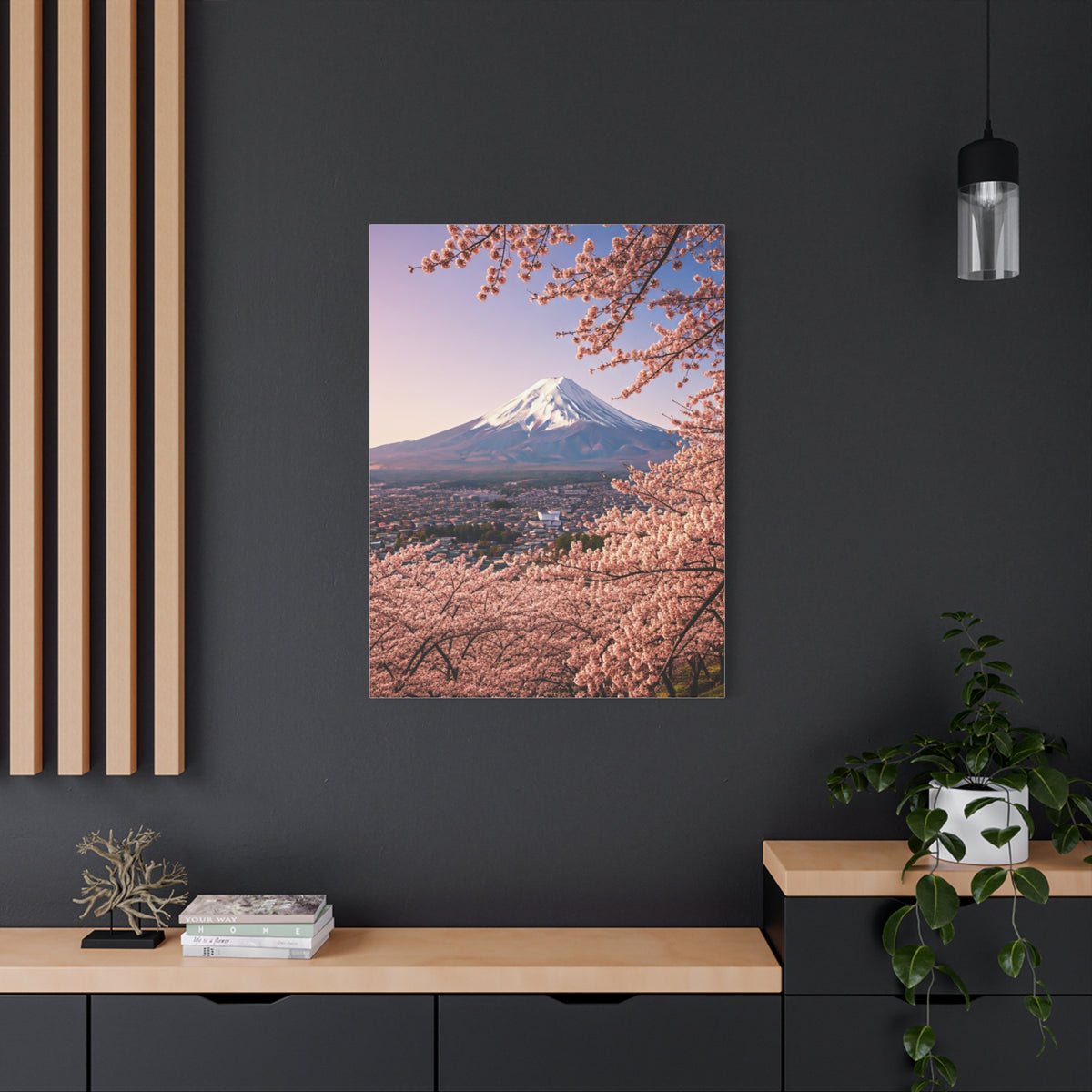 Mount Fuji Over Sakura Blossom Hillside Wall Art & Canvas Prints