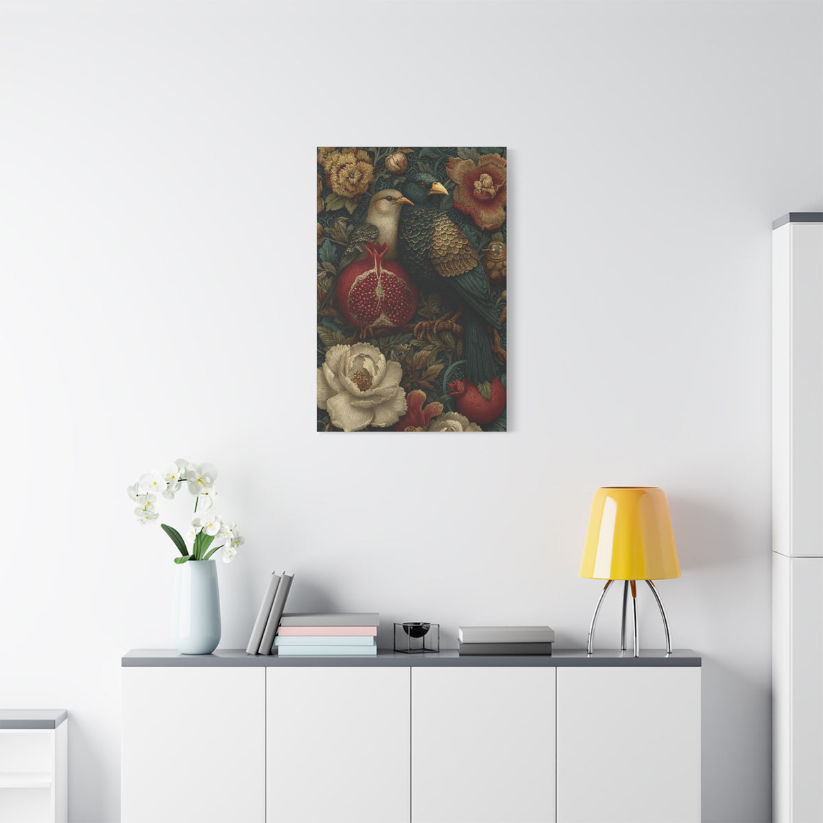 Vintage Botanical Birds & Pomegranate Wall Art & Canvas Print