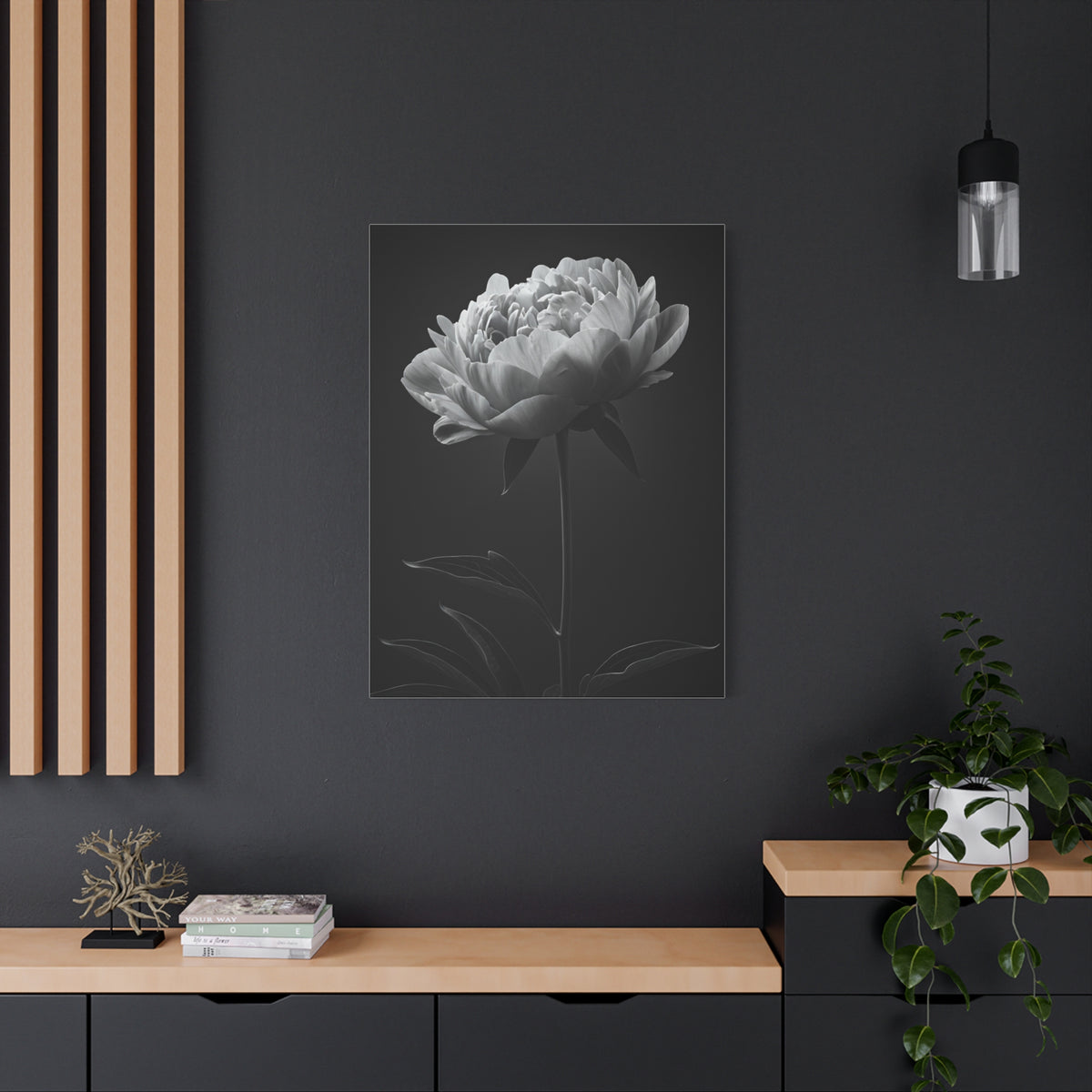 Peony Elegance in Monochrome Wall Art & Canvas Prints