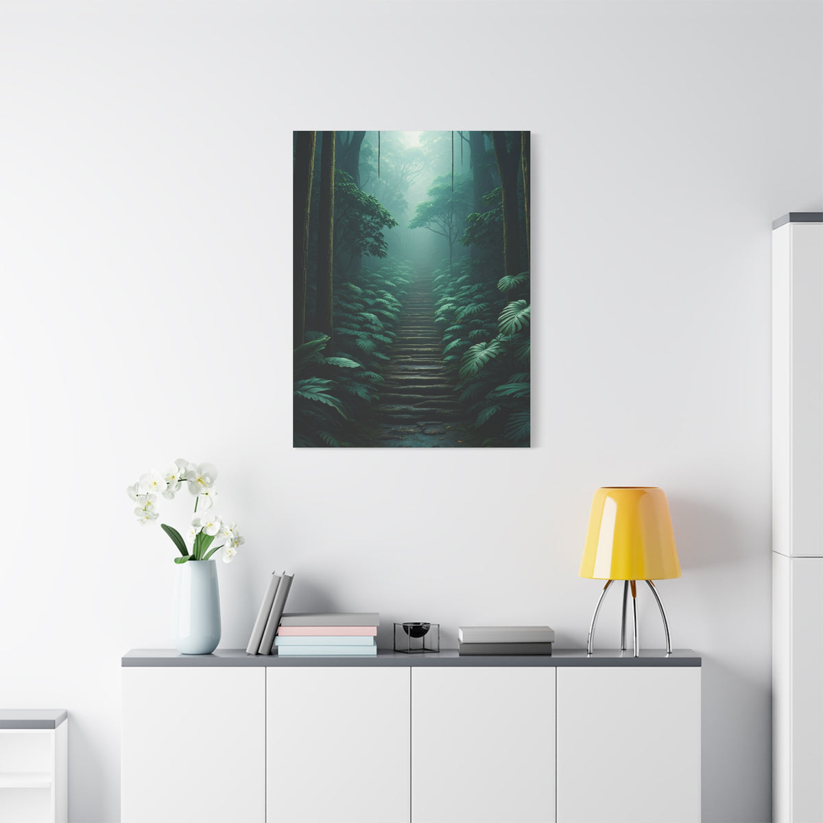 Misty Forest Stairway Path Wall Art & Canvas Prints