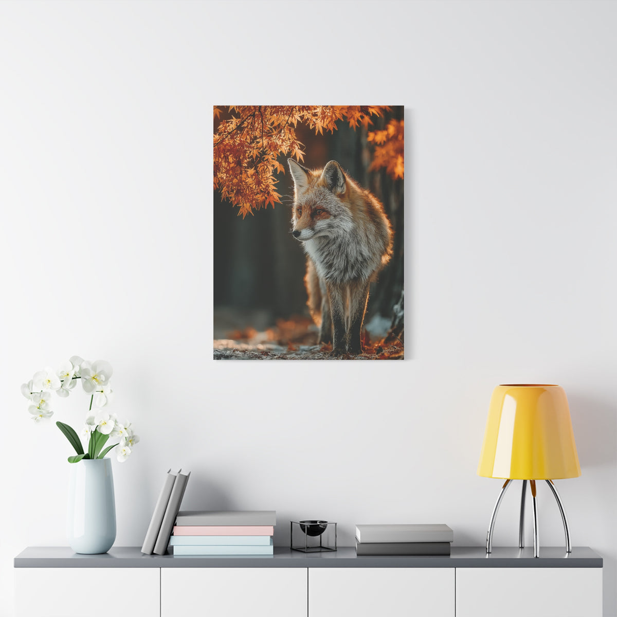 Autumn Forest Path Fox Wall Art & Canvas Print