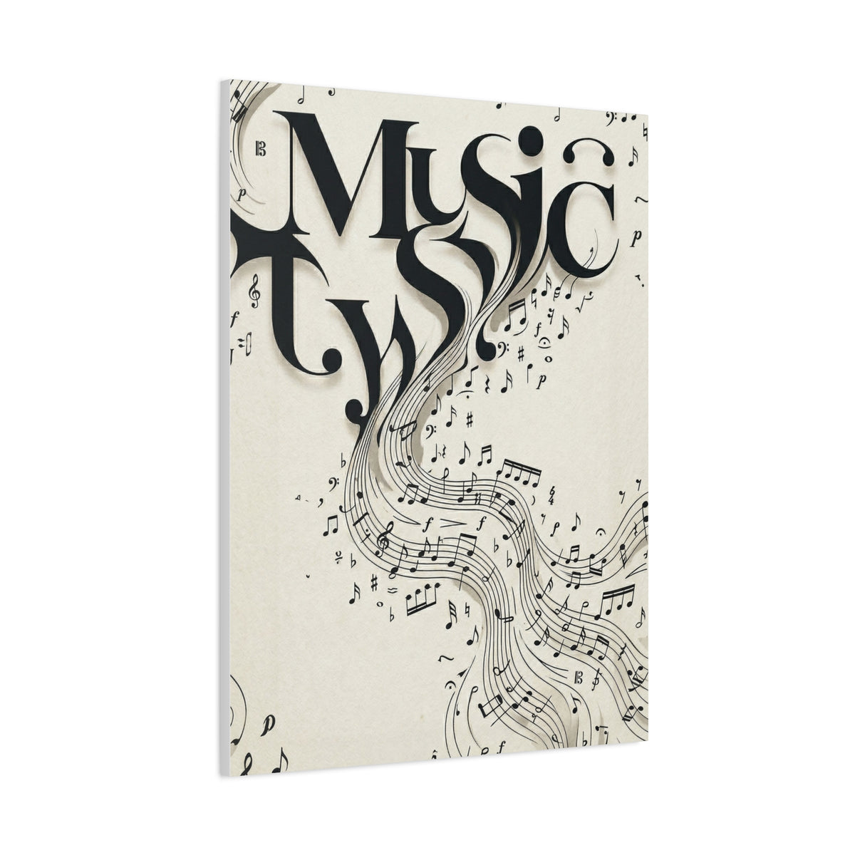 Flowing Typography Music Composition Wall Art & Canvas Print