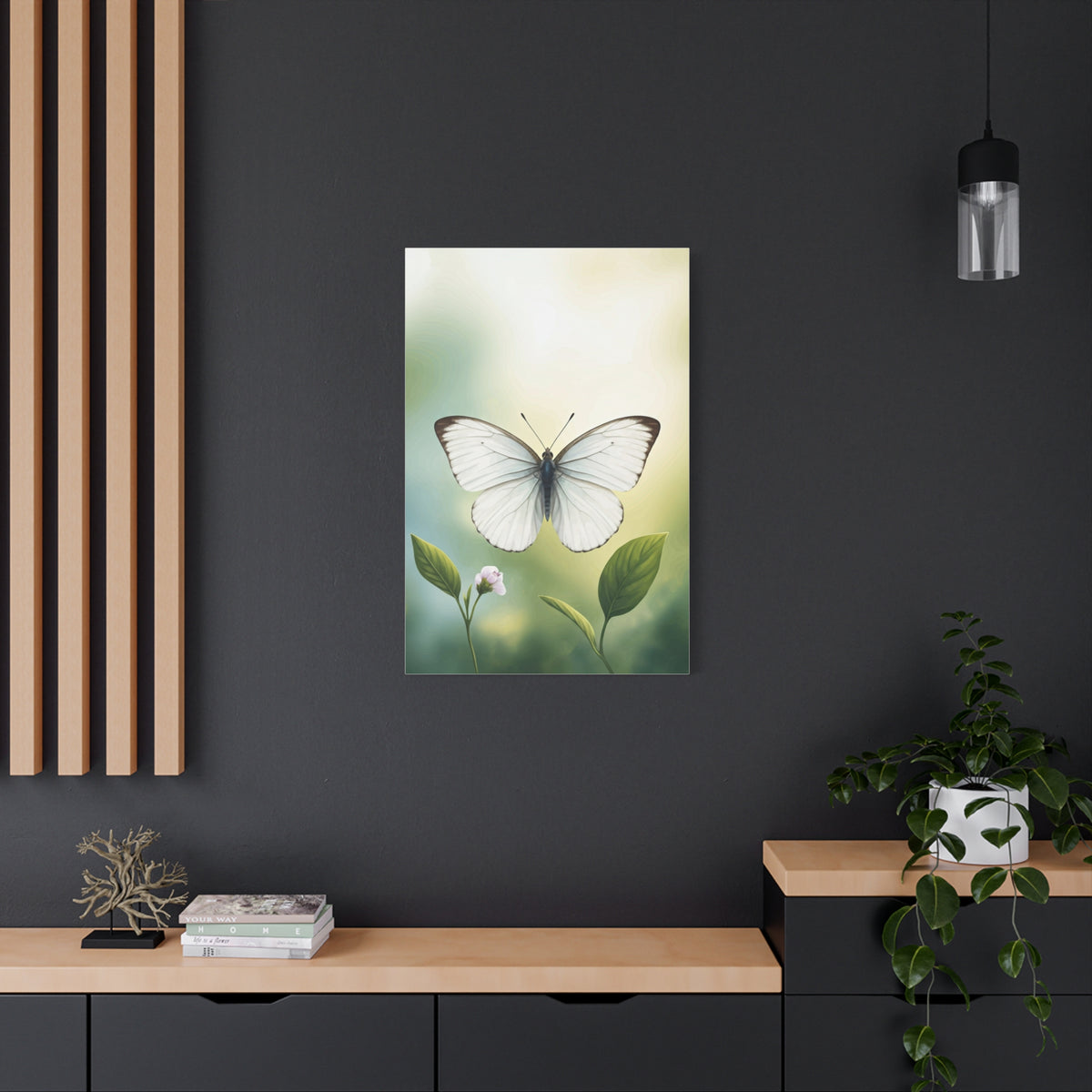 White Butterfly Botanical Serenity Wall Art & Canvas Prints