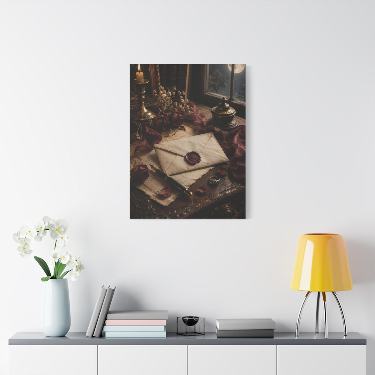 Vintage Love Letter Candlelight Desk Wall Art & Canvas Print