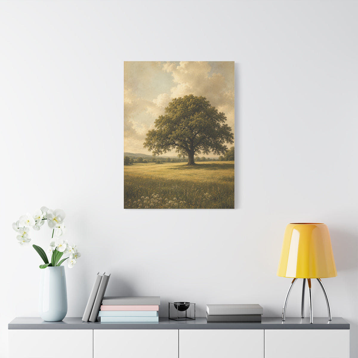 Golden Meadow Lone Tree Landscape Trees Wall Art & Canvas Print