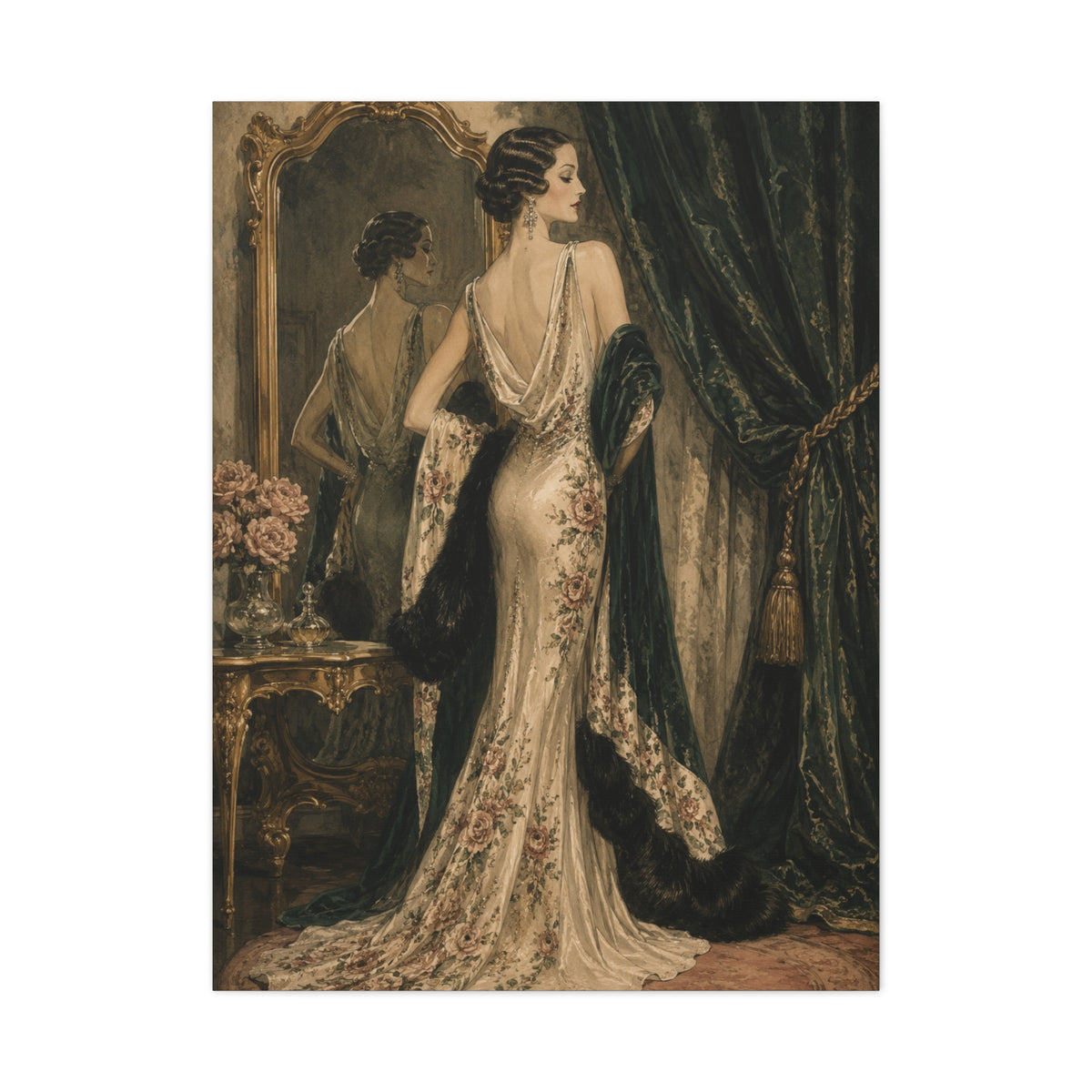 Art Deco Couture Evening Portrait Wall Art & Canvas Print