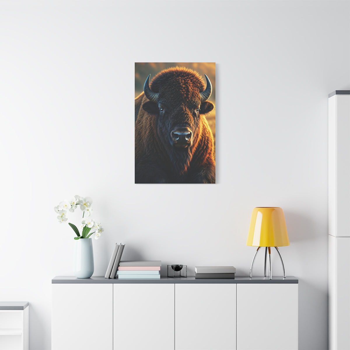 Warm Copper-Toned American Bison Portrait Wall Art & Canvas Print
