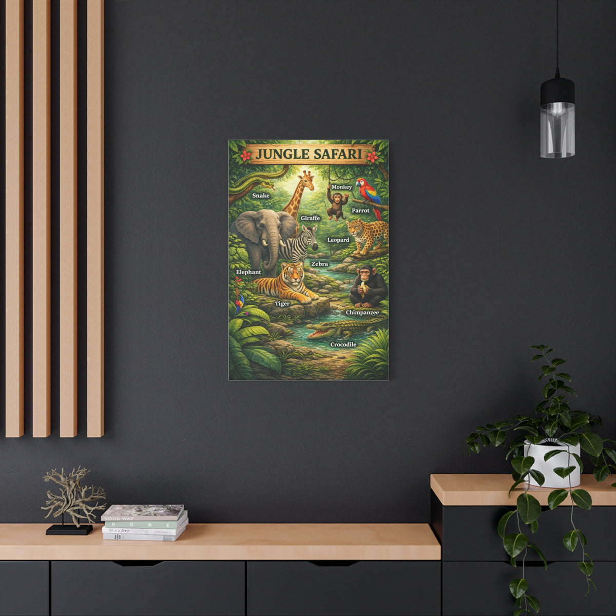 Jungle Safari Adventure Learning Poster Wall Art & Canvas Print