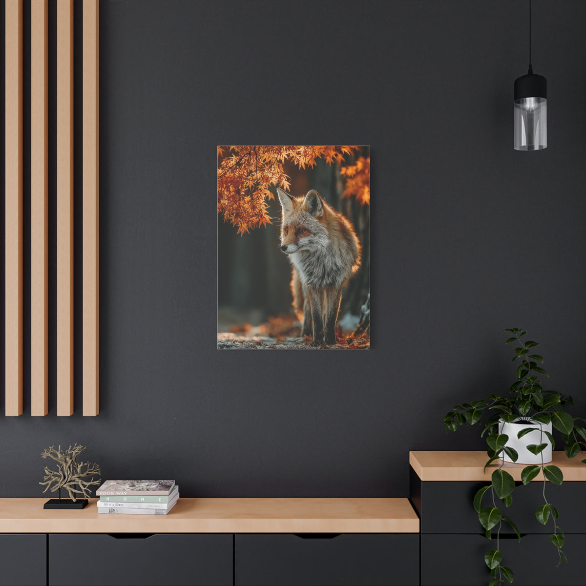 Autumn Forest Path Fox Wall Art & Canvas Print