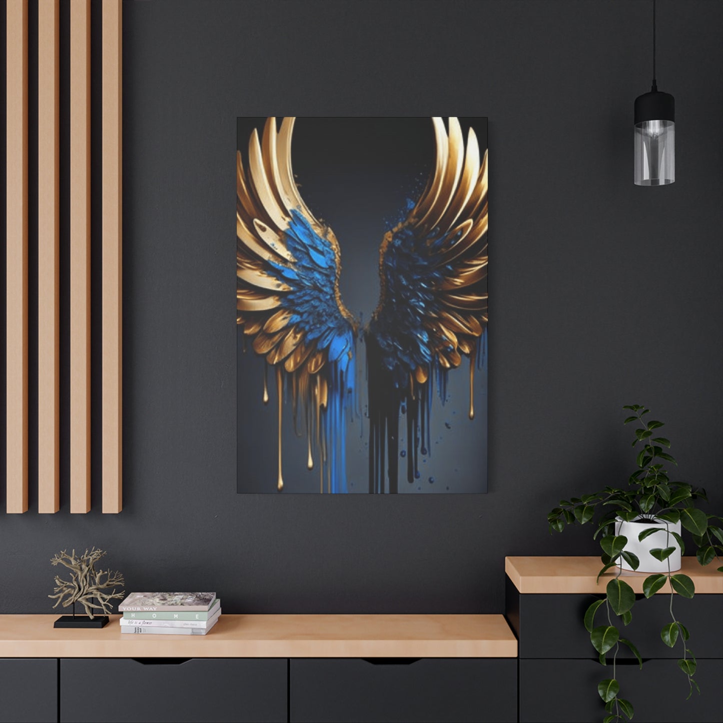 Gold and Blue Angel Wings Wall Art & Canvas Prints