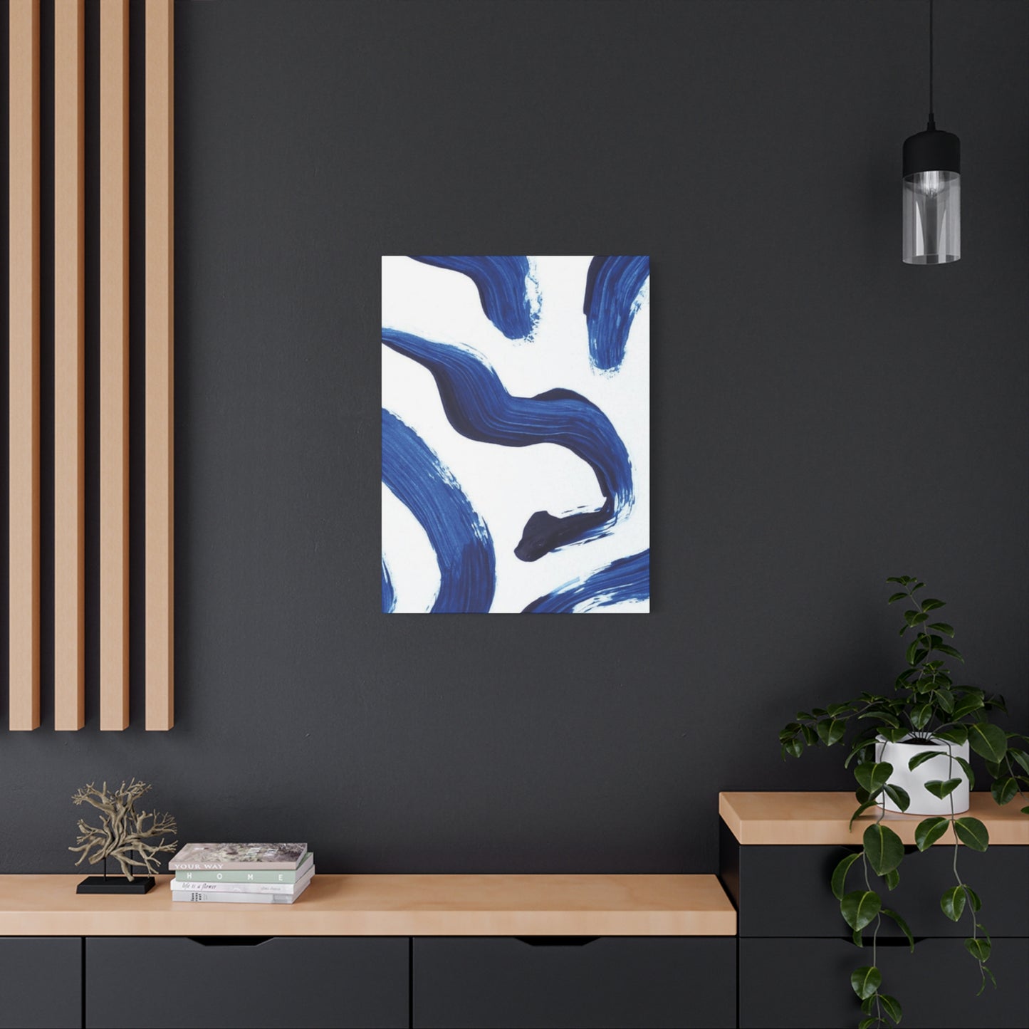 Navy Blue Paint Strokes Wall Art & Canvas Prints
