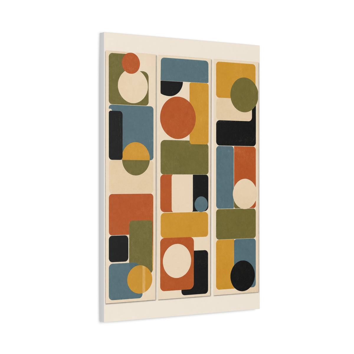 Mid-Century Modern Geometric Triptych Wall Art & Canvas Print