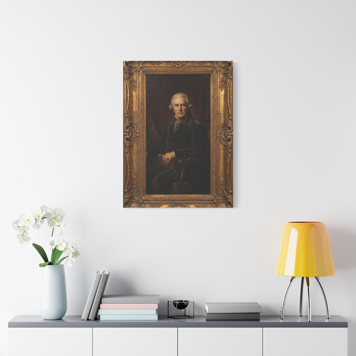 Classical Gentleman Portrait in Ornate Frame Wall Art & Canvas Print
