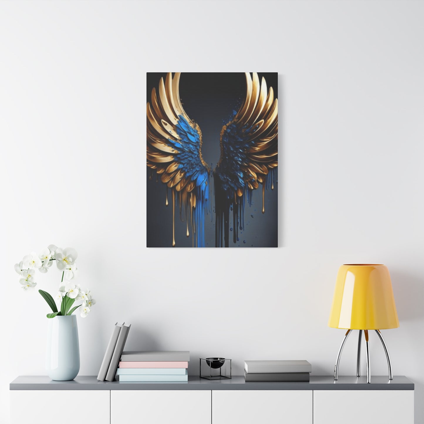 Gold and Blue Angel Wings Wall Art & Canvas Prints