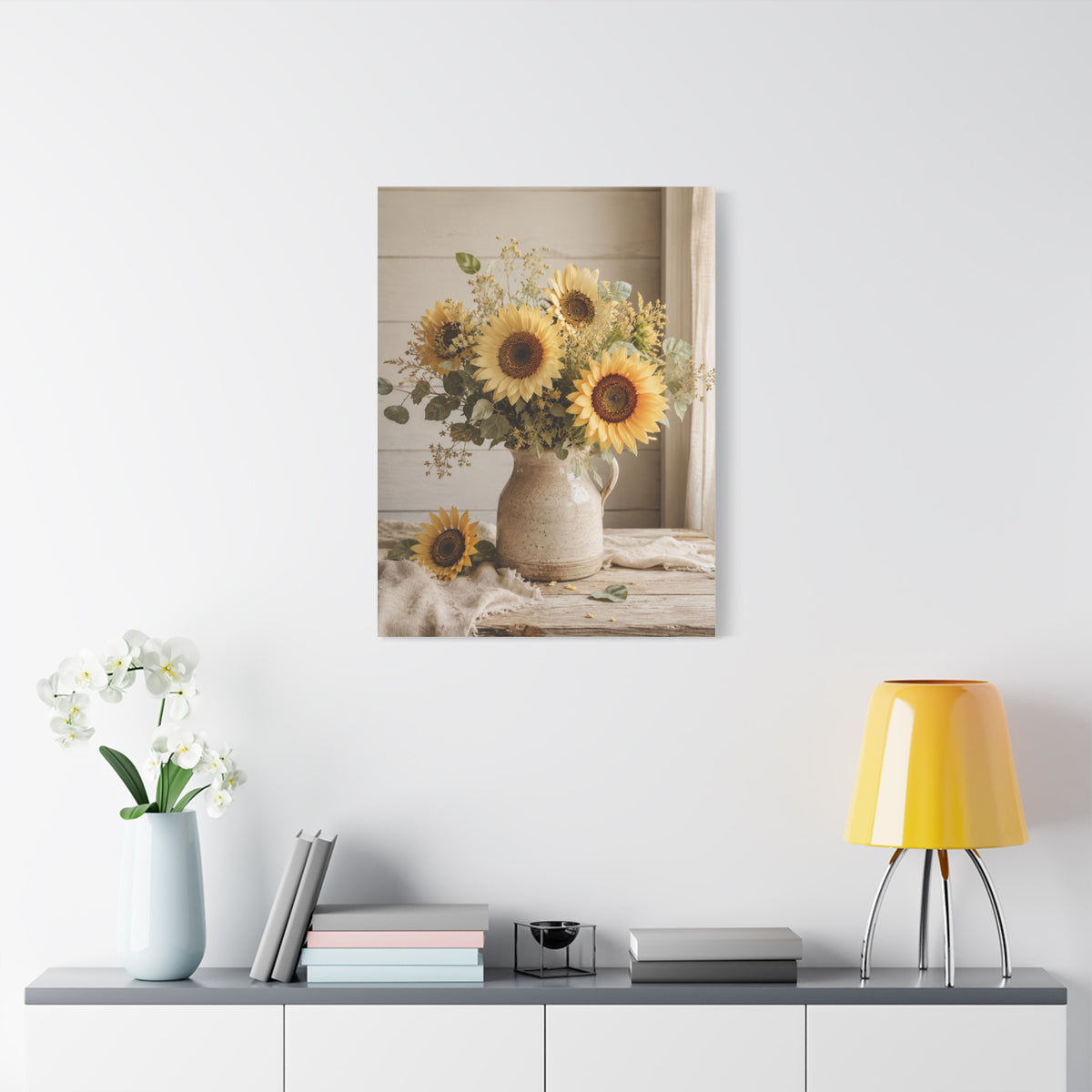 Soft Farmhouse Sunflower Bouquet Wall Art & Canvas Print