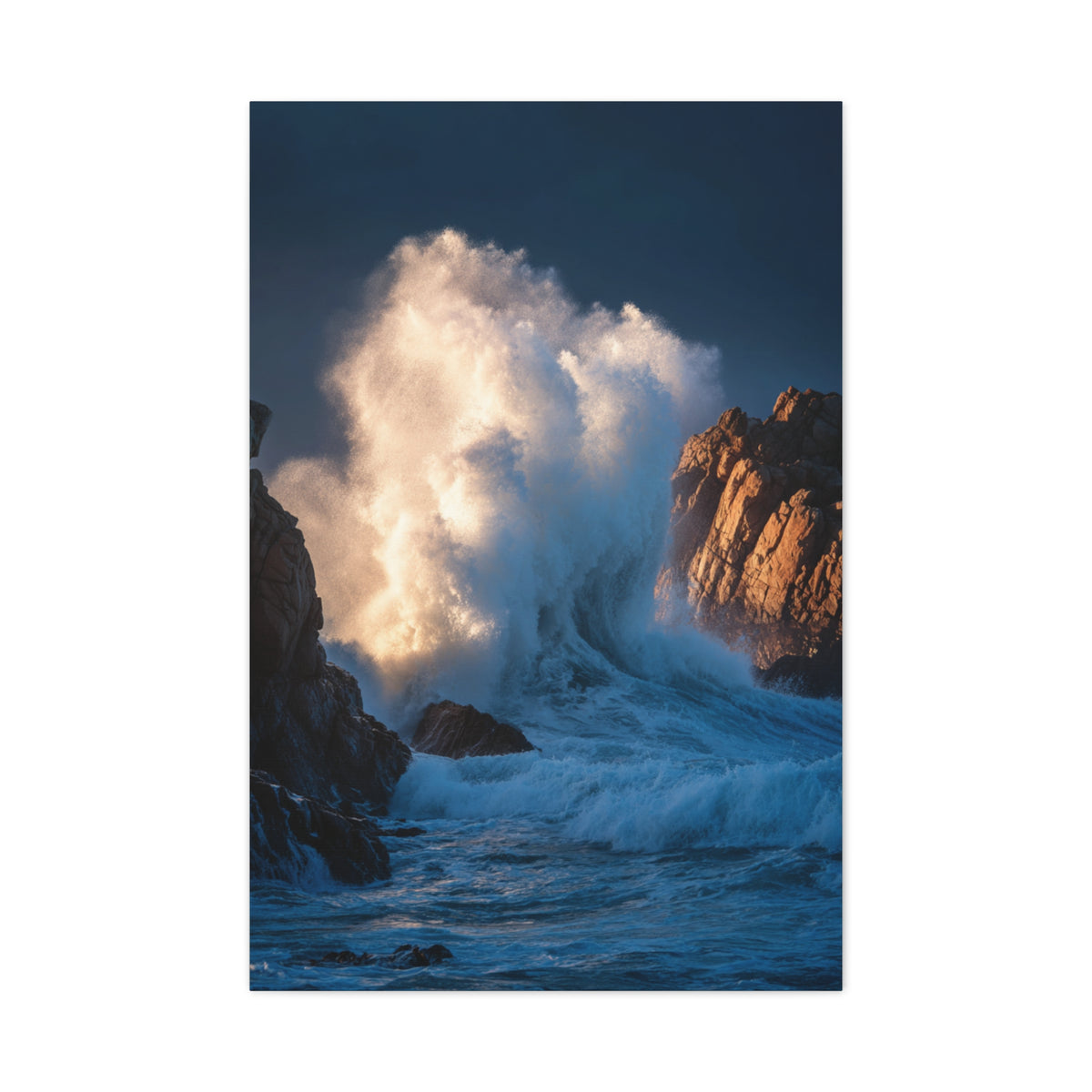 Storm Waves Crashing Against Coastal Rocks Wall Art & Canvas Print