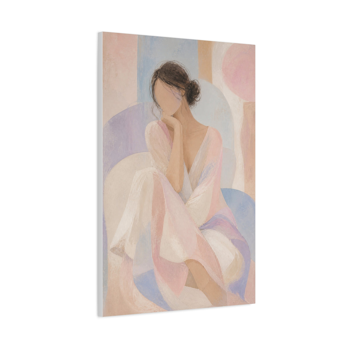 Seated Figure in Pastel Tones Wall Art & Canvas Print