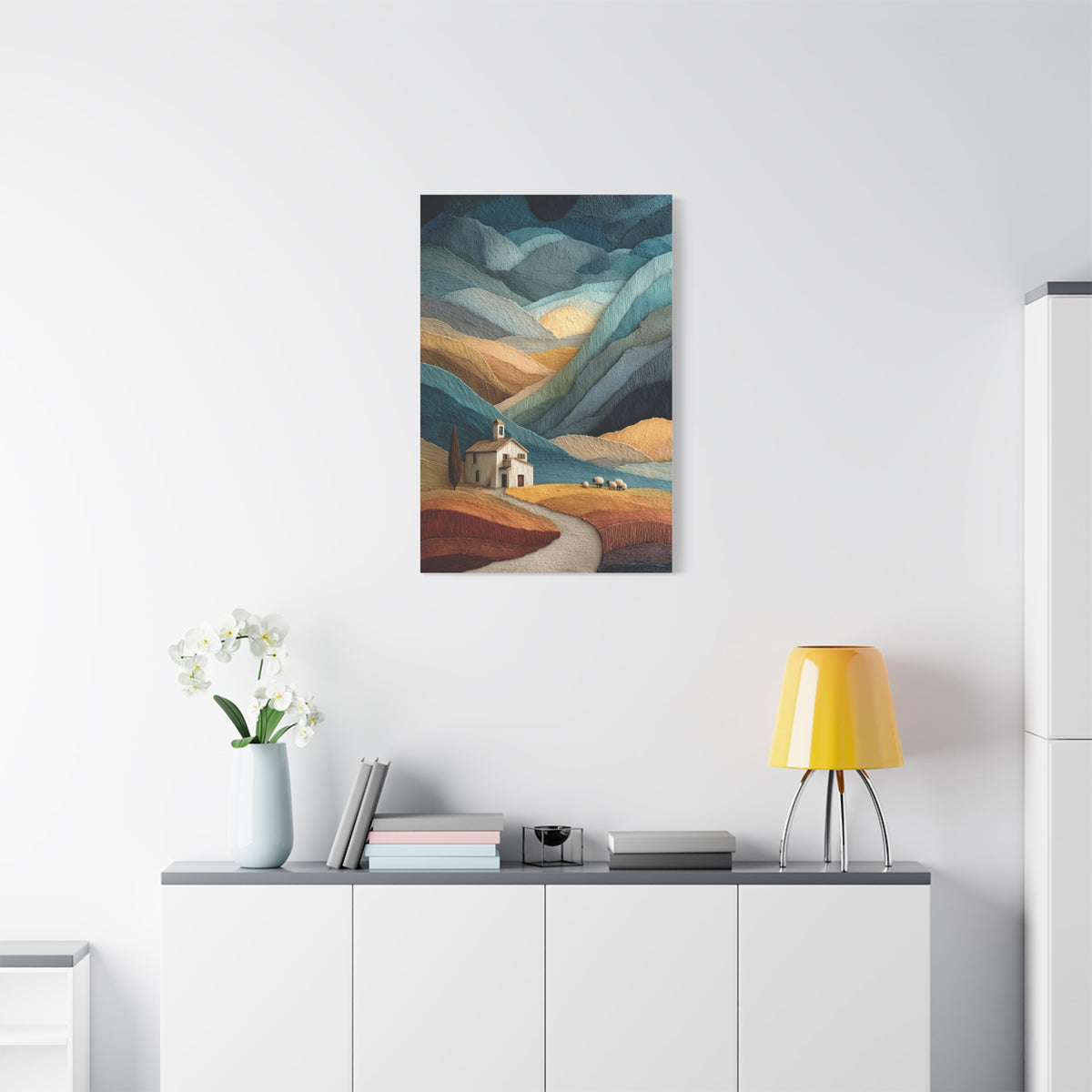 Abstract Farmhouse Landscape Composition Wall Art & Canvas Print