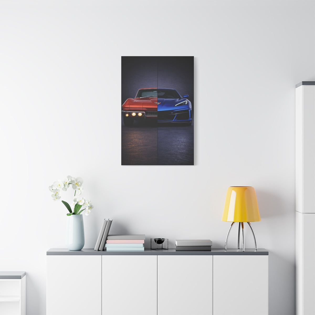 Corvette Performance Evolution Split C2 vs C8 Wall Art & Canvas Prints
