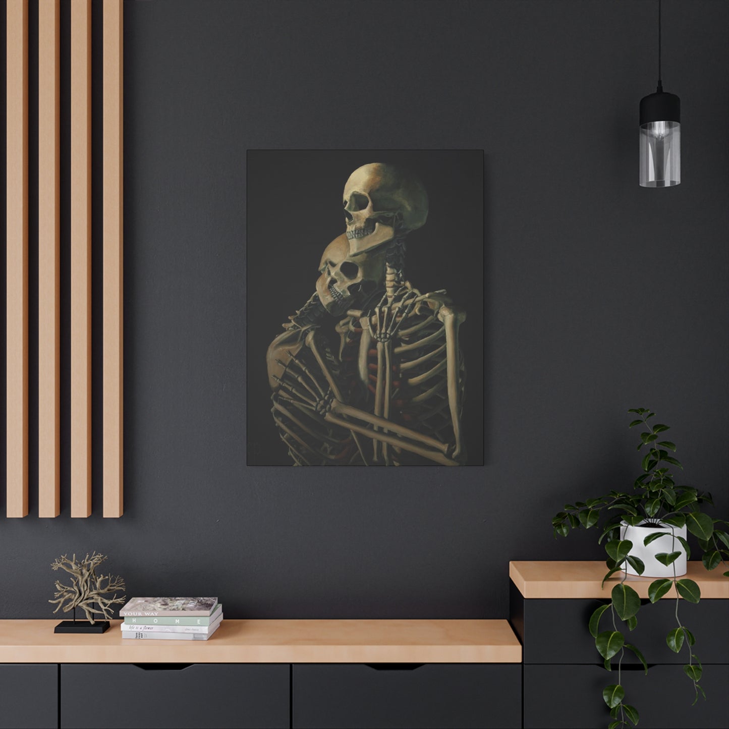 Skeleton Couple Hugging Wall Art & Canvas Prints