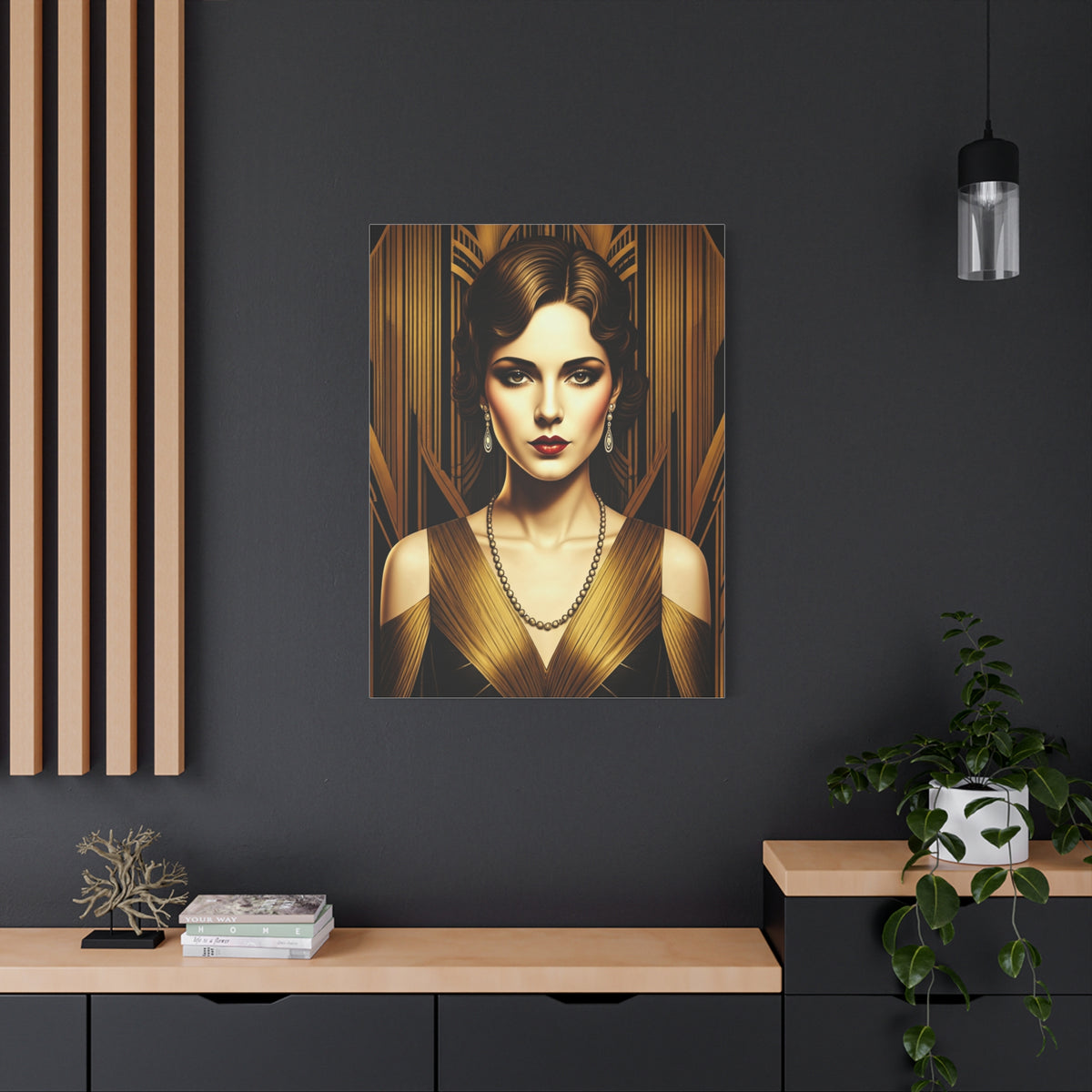 Golden Vintage Glamour Portrait Wall Art & Canvas Prints