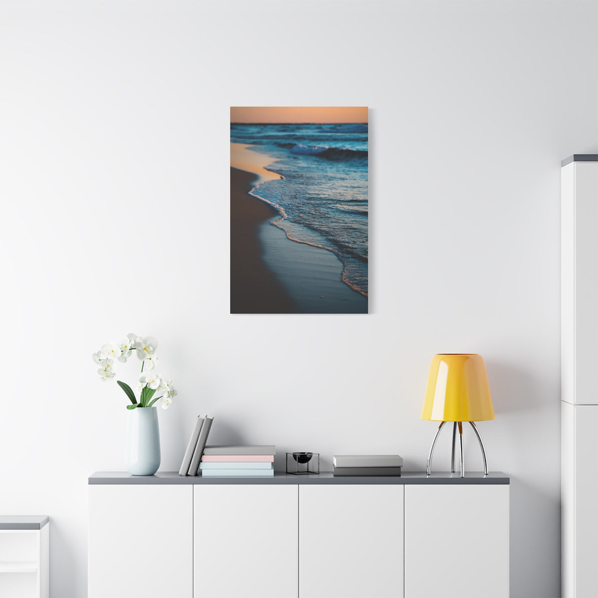 Gentle Sunset Waves on Quiet Shoreline Wall Art & Canvas Print