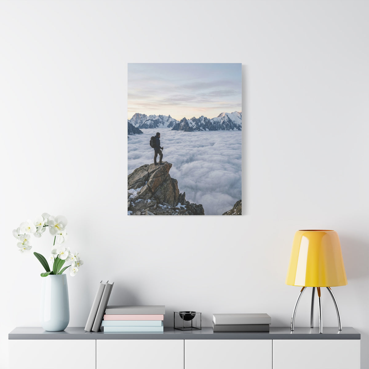 High Altitude Cloud Sea & Hiker Wall Art & Canvas Print
