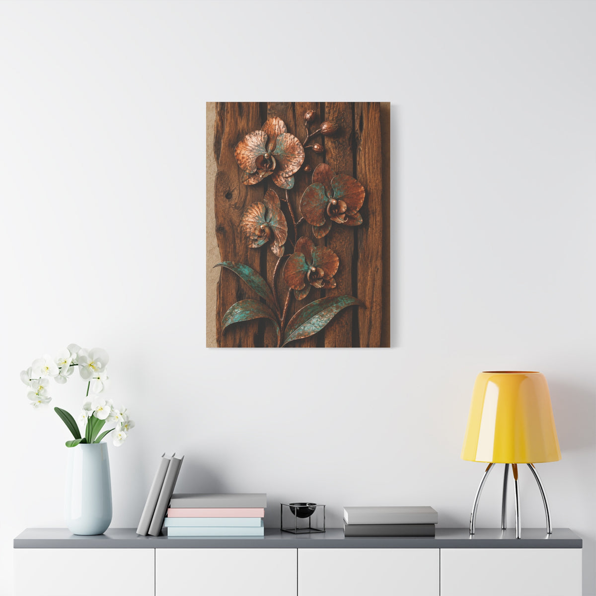 Copper Orchid on Reclaimed Wood Southwest Wall Art & Canvas Print
