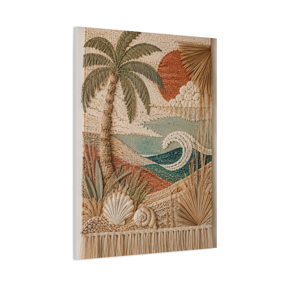 Bohemian Coastal Woven Tapestry Tropical Wall Art & Canvas Print
