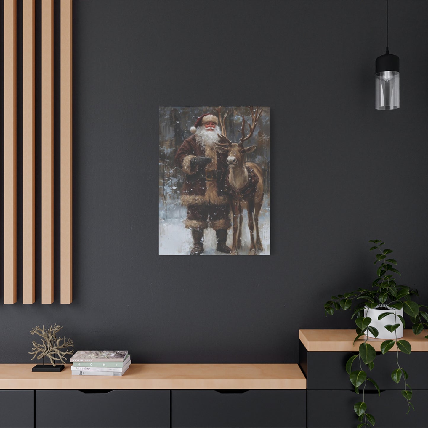 Santa Claus And Reindeer Photo Wall Art & Canvas Prints