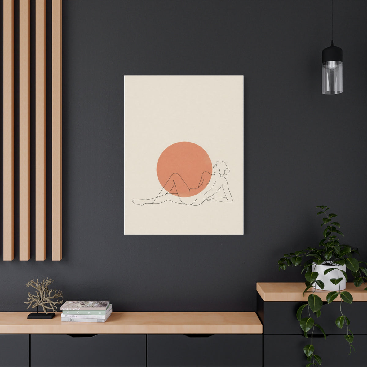 Reclining Line Figure Sun Composition Wall Art & Canvas Print