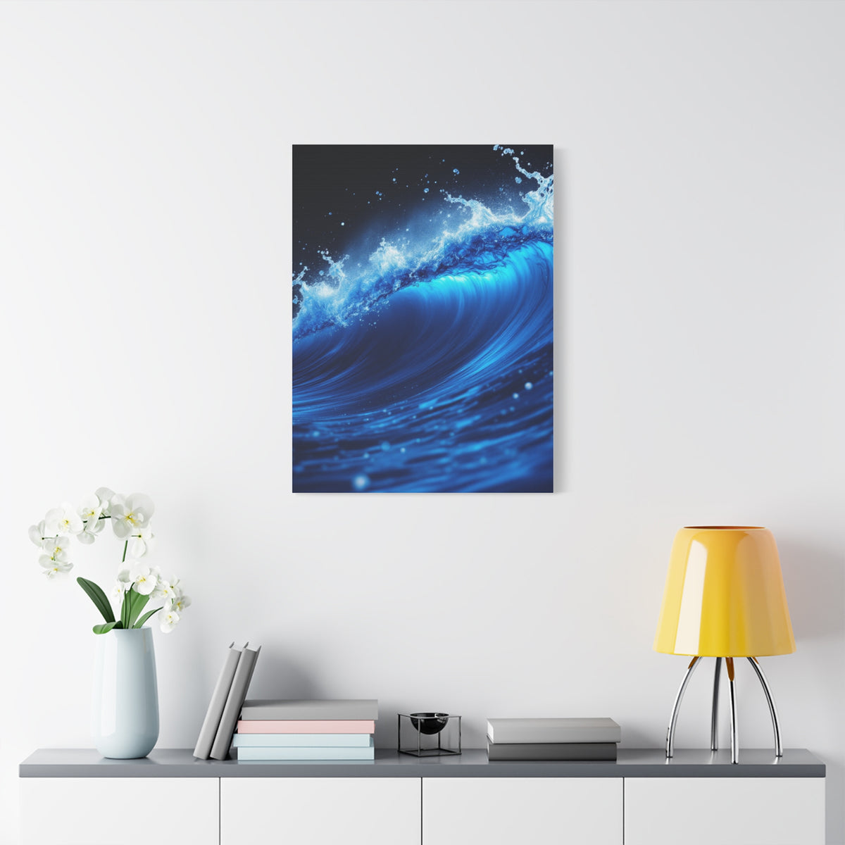 Powerful Ocean Wave in Electric Blue Motion Wall Art & Canvas Prints