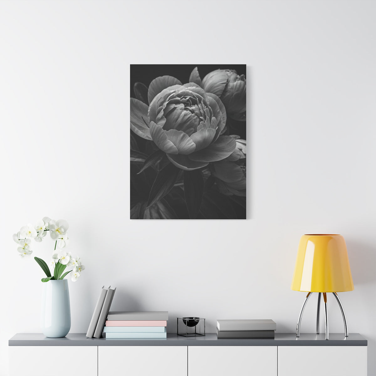 Peony Close-Up in Black and White Wall Art & Canvas Prints