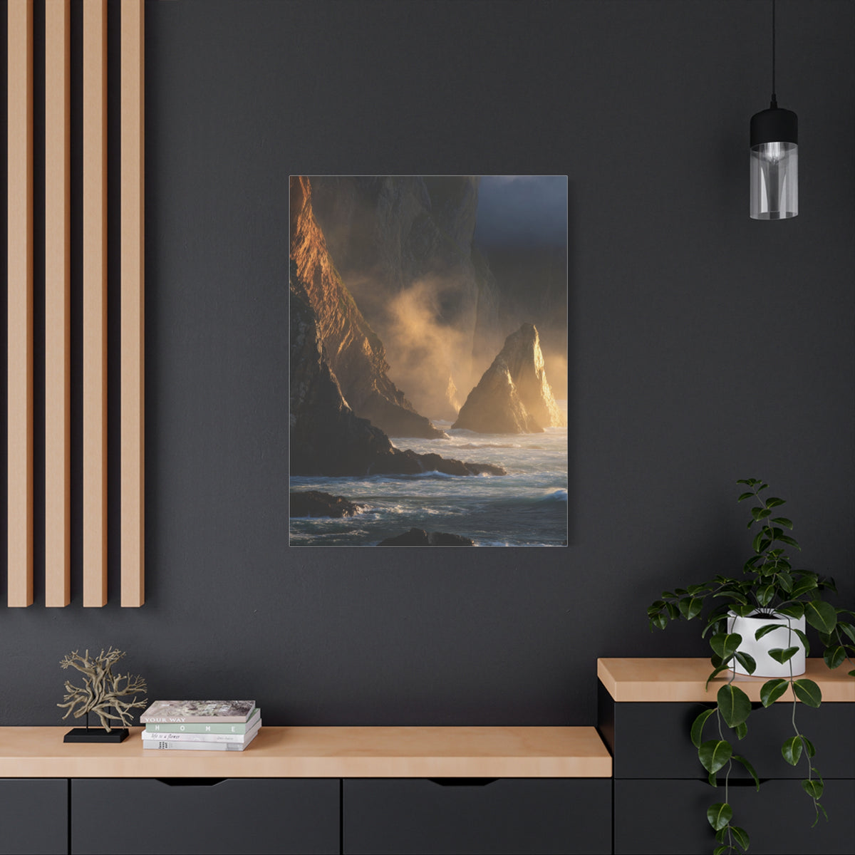Dramatic Golden Light Coastal Cliffs Wall Art & Canvas Print