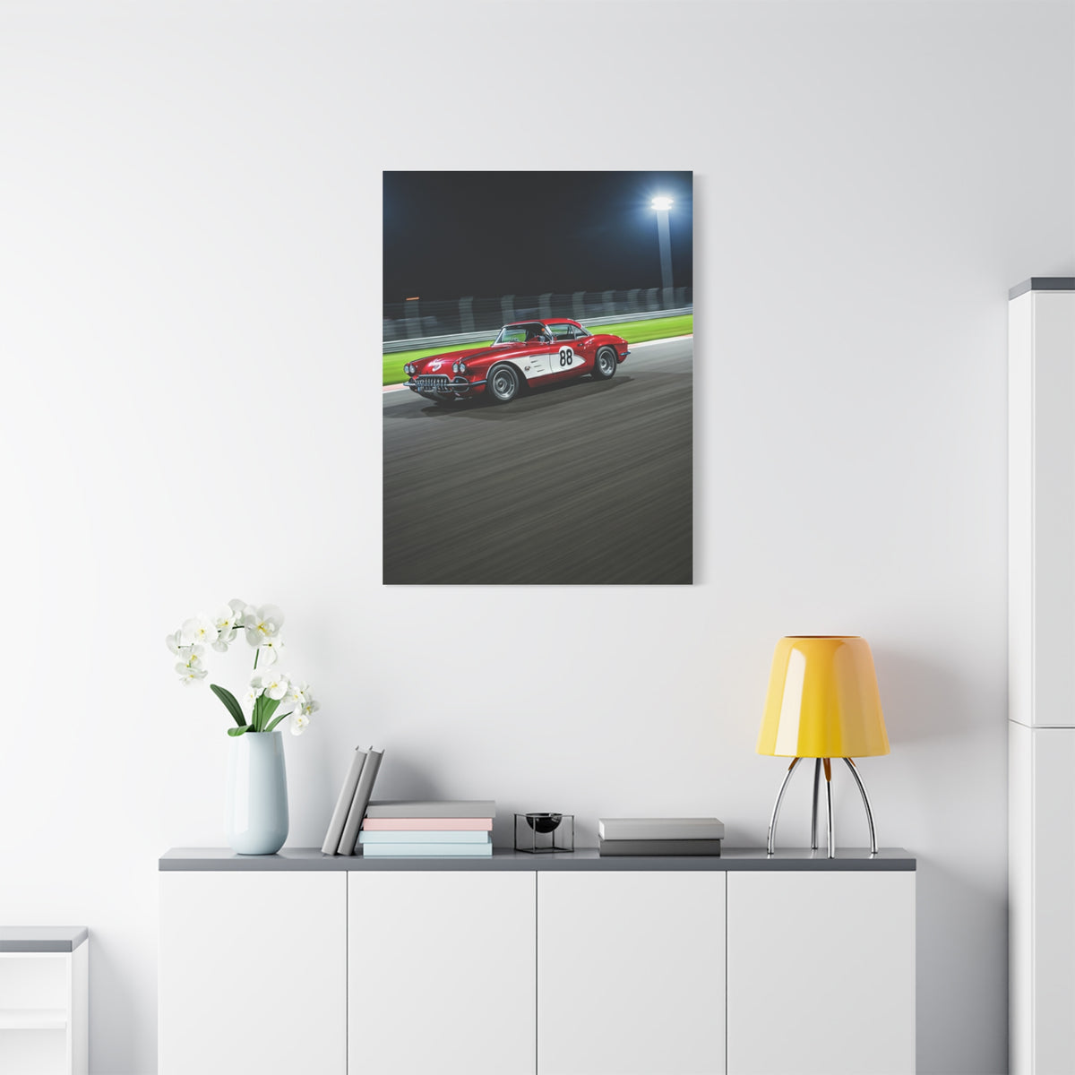 1962 Chevrolet Corvette C1 Night Circuit Racer Wall Art & Canvas Prints