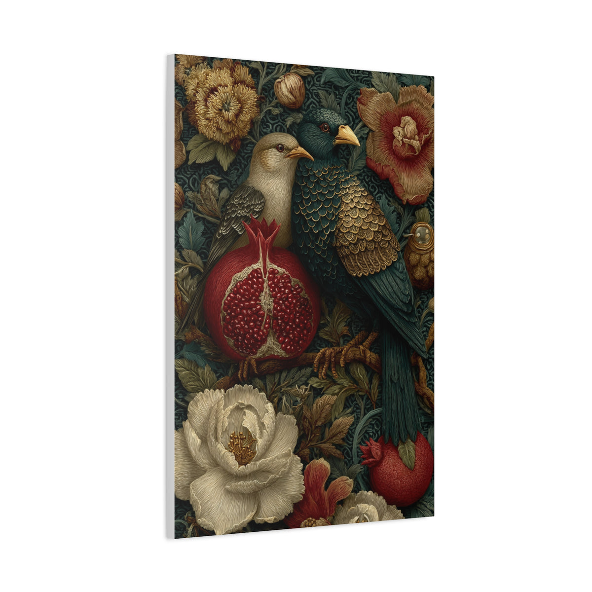 Vintage Botanical Birds & Pomegranate Wall Art & Canvas Print