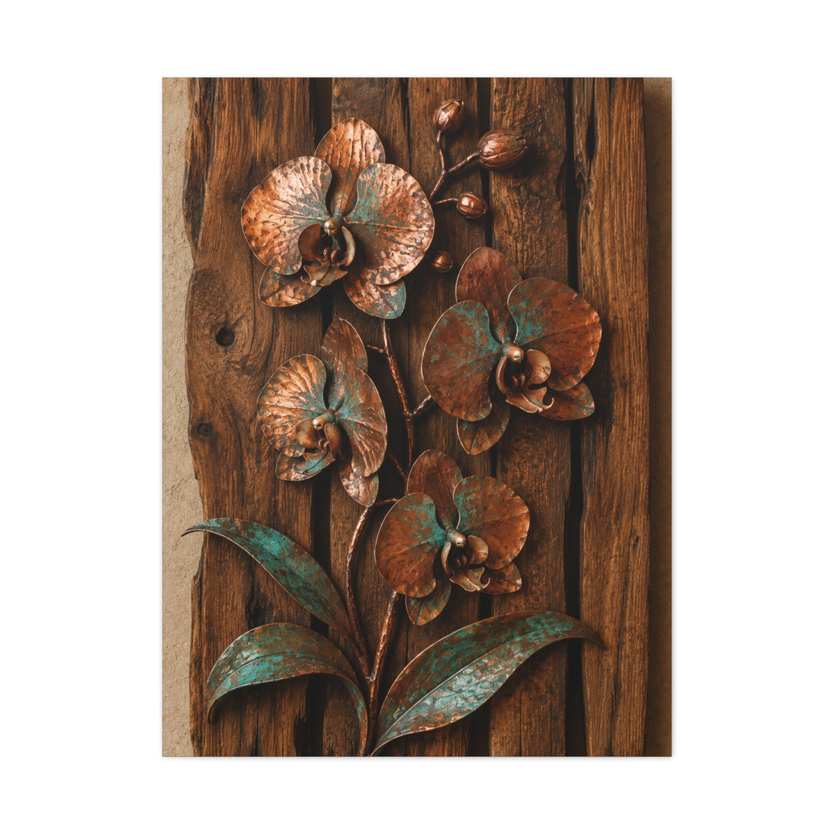 Copper Orchid on Reclaimed Wood Southwest Wall Art & Canvas Print