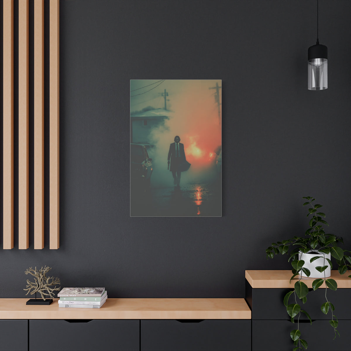 John Wick Foggy Street Walk Movie Poster Wall Art & Canvas Print