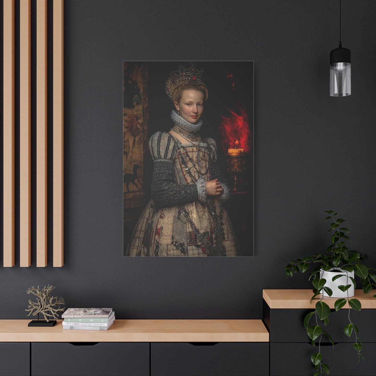 Renaissance Queen in Candlelit Court Portrait Wall Art & Canvas Print