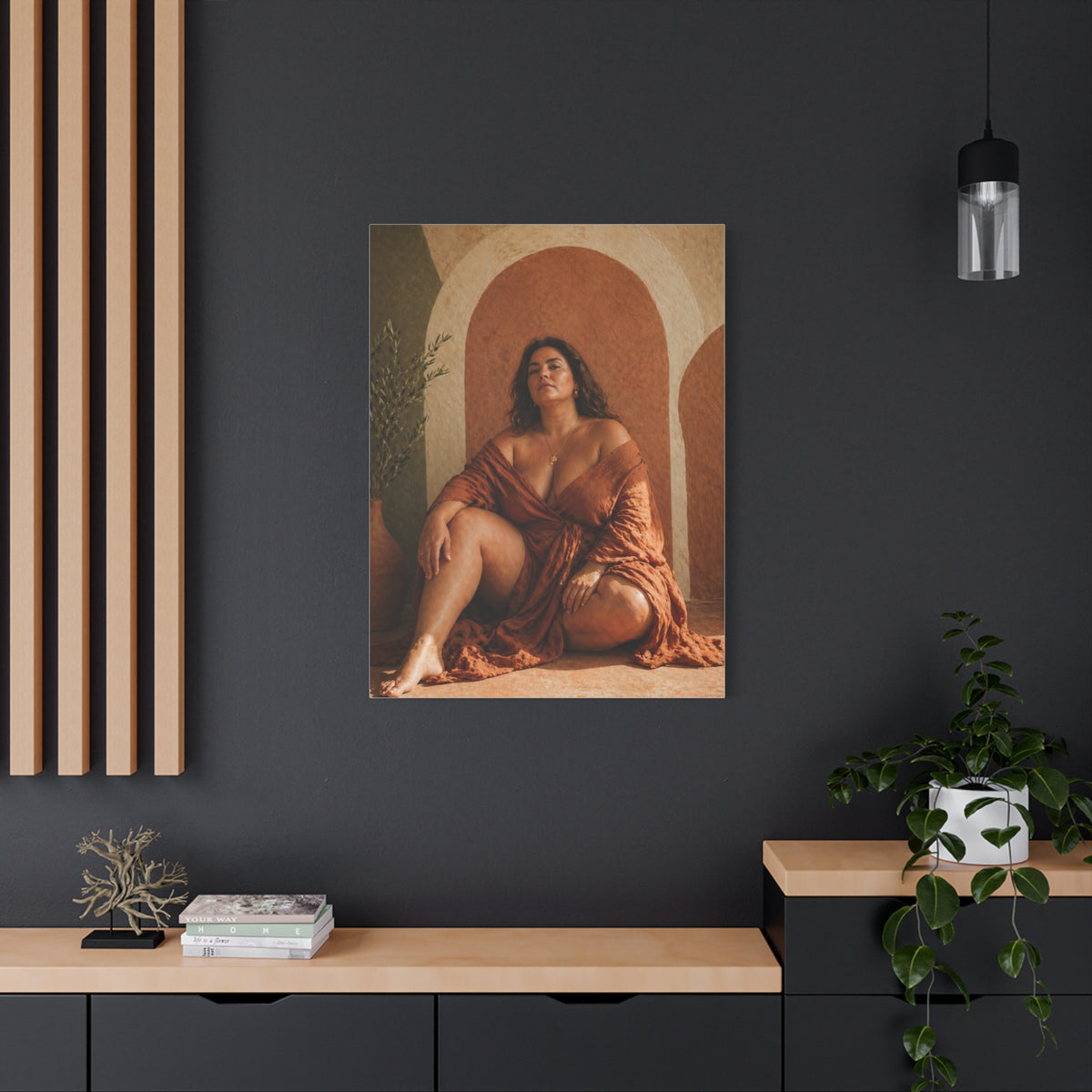 Boho Body-Positive Seated Portrait Wall Art & Canvas Print
