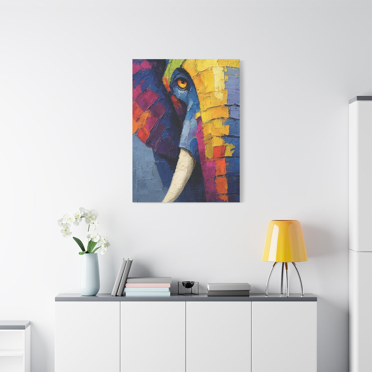Abstract Color Elephant Impasto Wall Art & Canvas Print