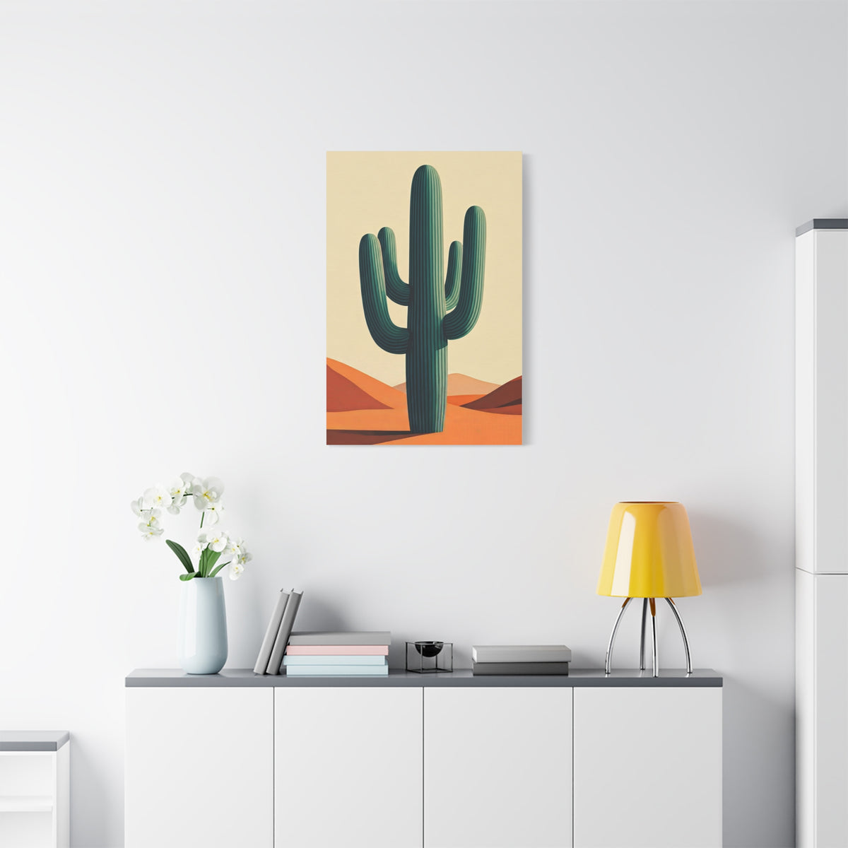 Minimalist Desert Saguaro Landscape Illustration Wall Art & Canvas Prints