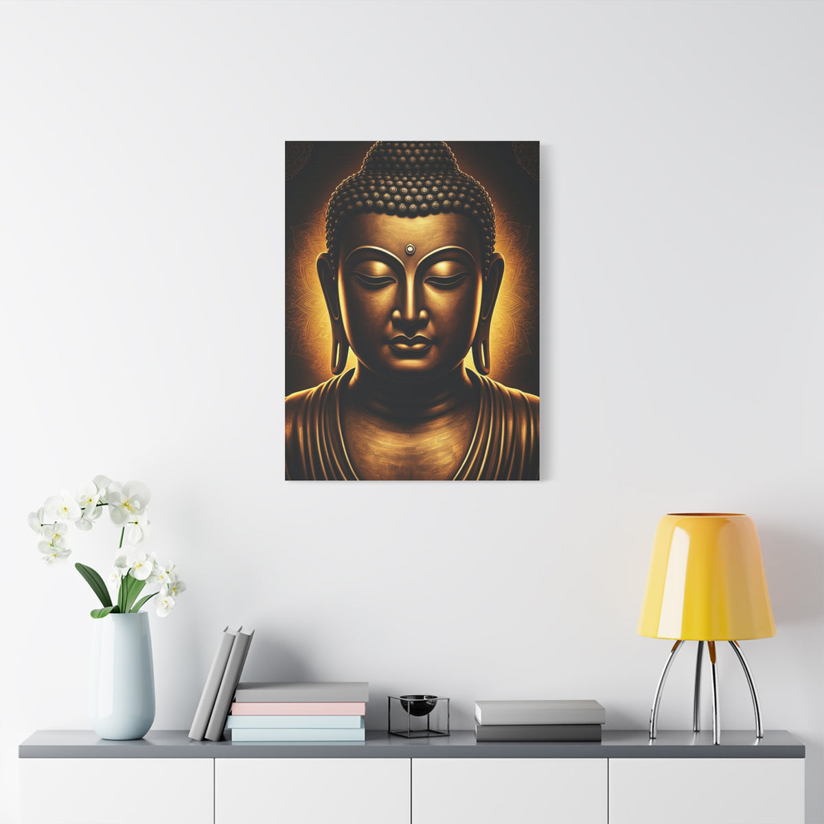 Golden Calm Buddha Portrait Wall Art & Canvas Prints