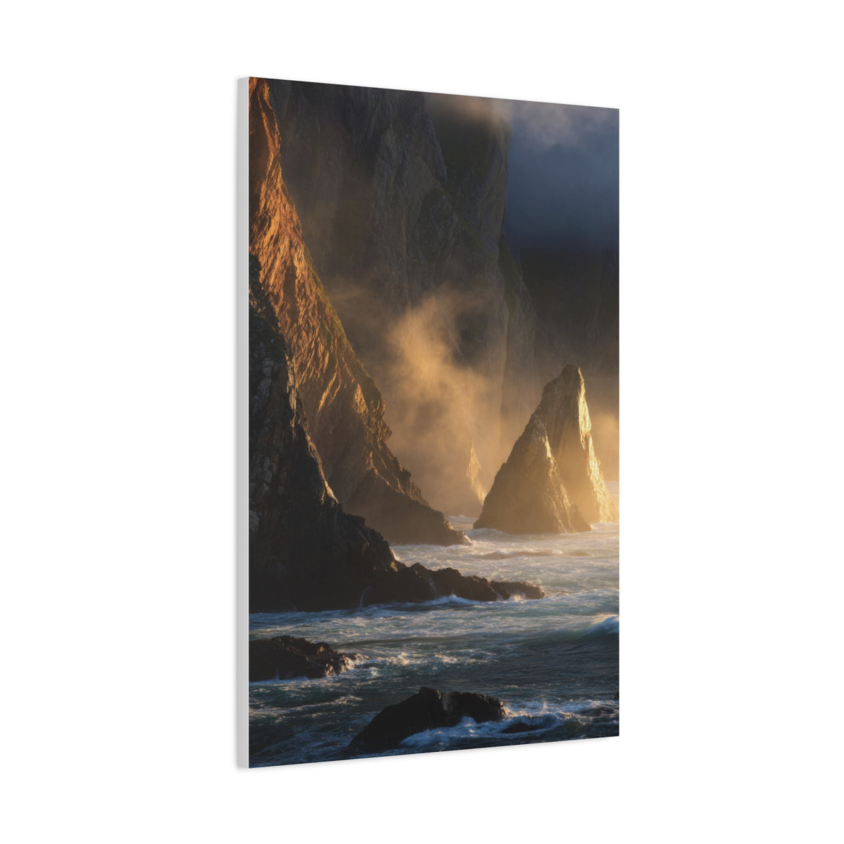 Dramatic Golden Light Coastal Cliffs Wall Art & Canvas Print